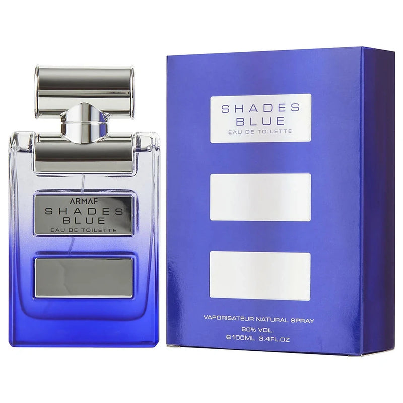 Armaf Shades Blue Eau de Toilette 3.4 oz spray bottle with matching retail box